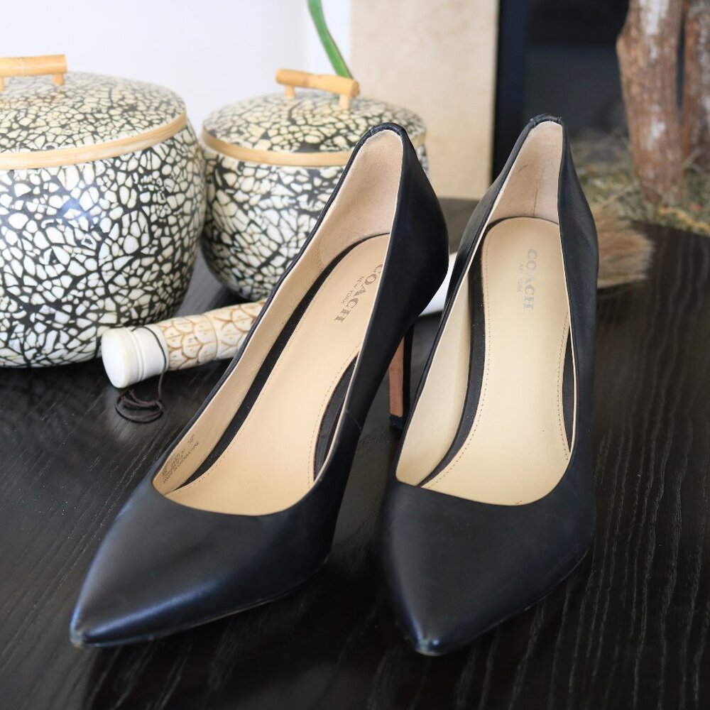 Coach Black Leather Stiletto Heels (Size 9)